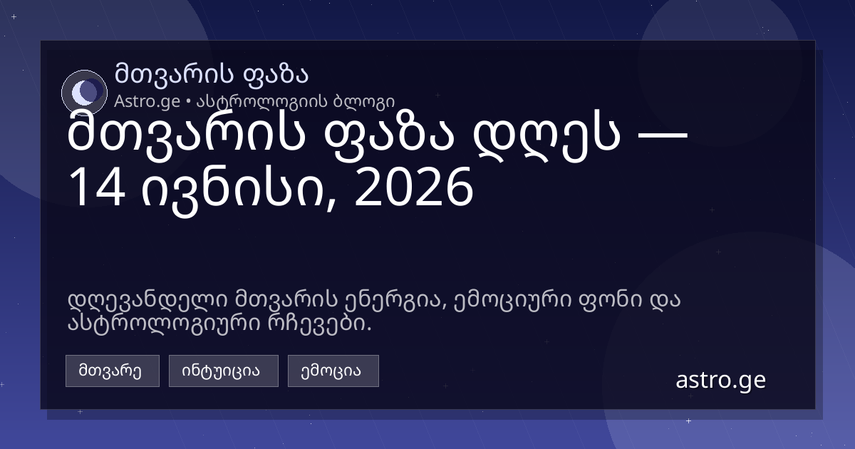 მთვარის ფაზა 14 ივნისი, 2026